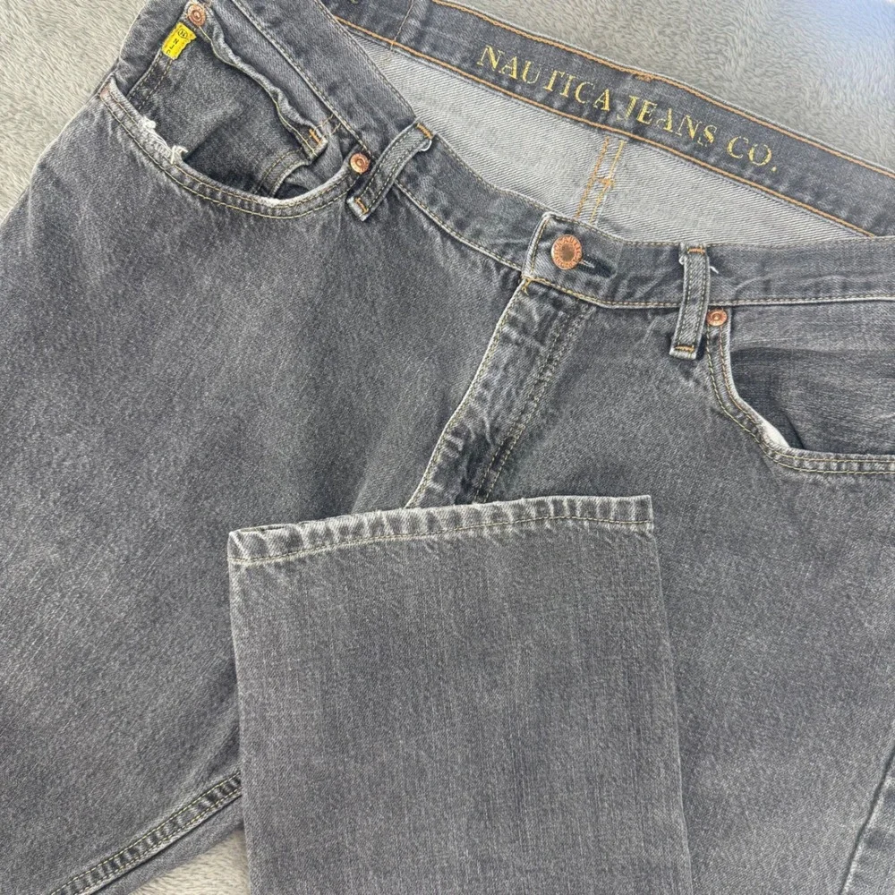 Nautica Jeans Co Straight Leg Mens 36x32 Black Excellent Cotton N-Straight Denim